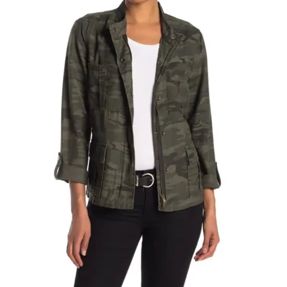 Sanctuary Nordstrom women’s green military camouflage thin jacket coat size XS